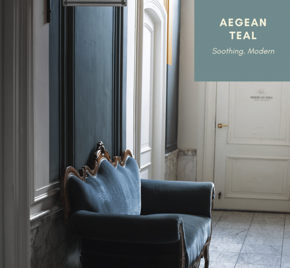 example of 2021 color of the year, Aegean Teal by Benjamin Moore